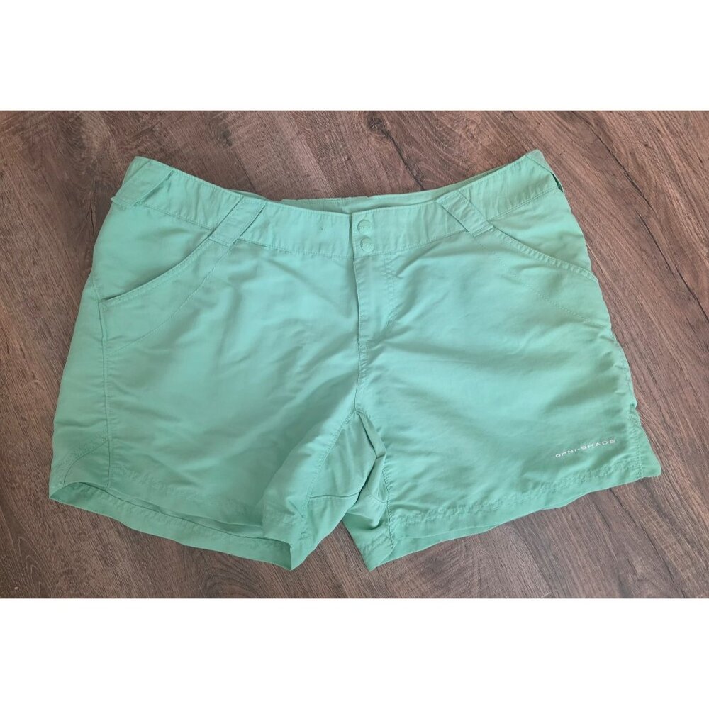 Columbia PFG Omnishade Ladies Mint Green Performance Hiking Shorts XL GUC